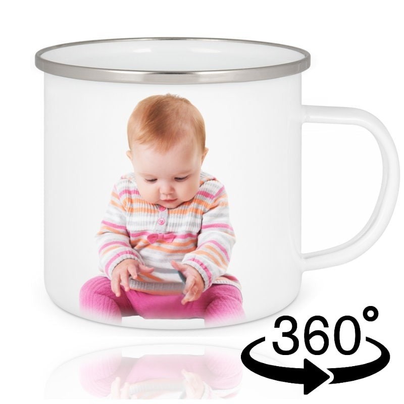 Tasse émaillée personnalisable sur 360°